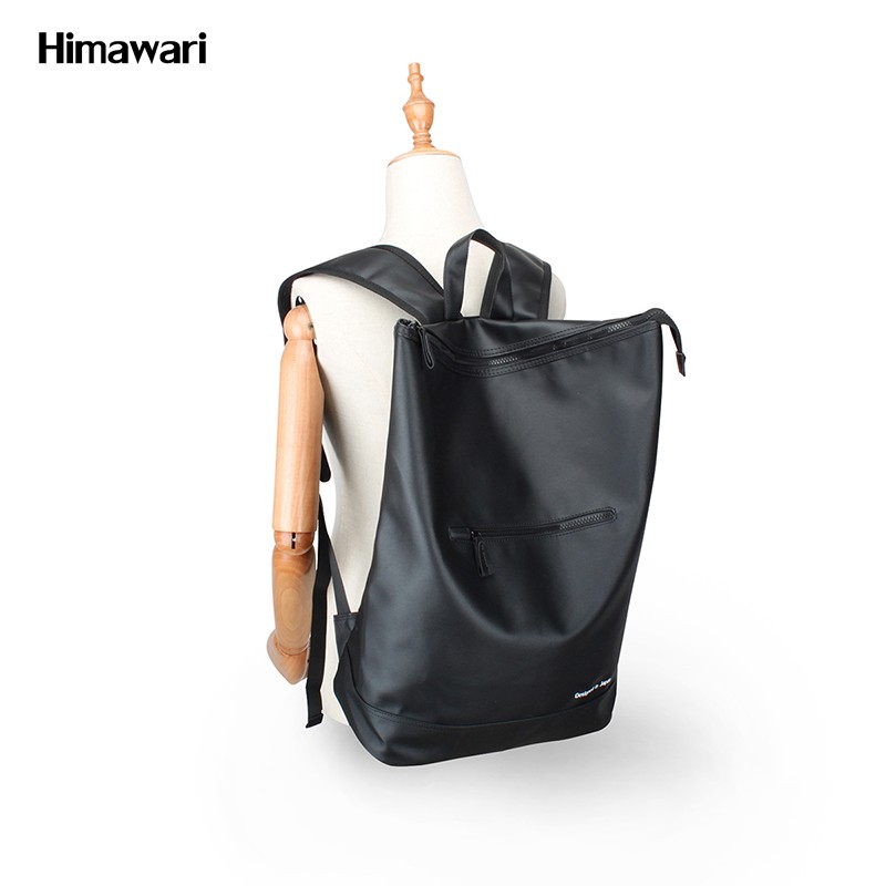 Muguo Bags PU168 New PU fashionable waterproof large-capacity backpack, Korean-style solid color backpack, schoolbag, couple bag for men and women detail image 3