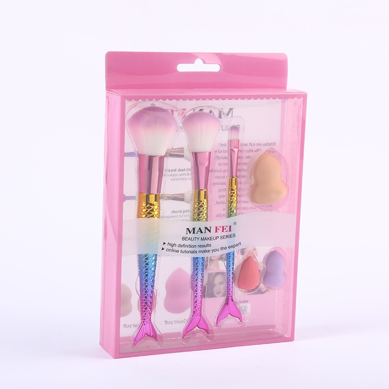Long fish-scale handle tanning brush foundation brush soft non-latex sponge beauty egg makeup egg Makeup egg non-powder set detail image 2