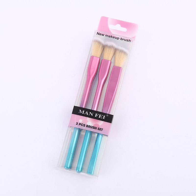 New simple aluminum-handled eyeshadow brush, sunshade brush, highlight brush, matte brush, beginner makeup brush set of three pieces detail image 4
