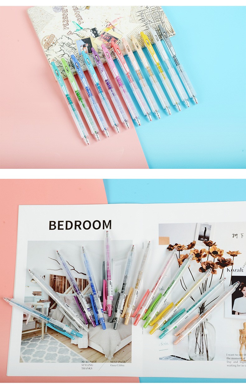 Shanzhi 625 Metal high-gloss gel Pen, student doodling and drawing notebook pen Color set, factory direct sale pic 9