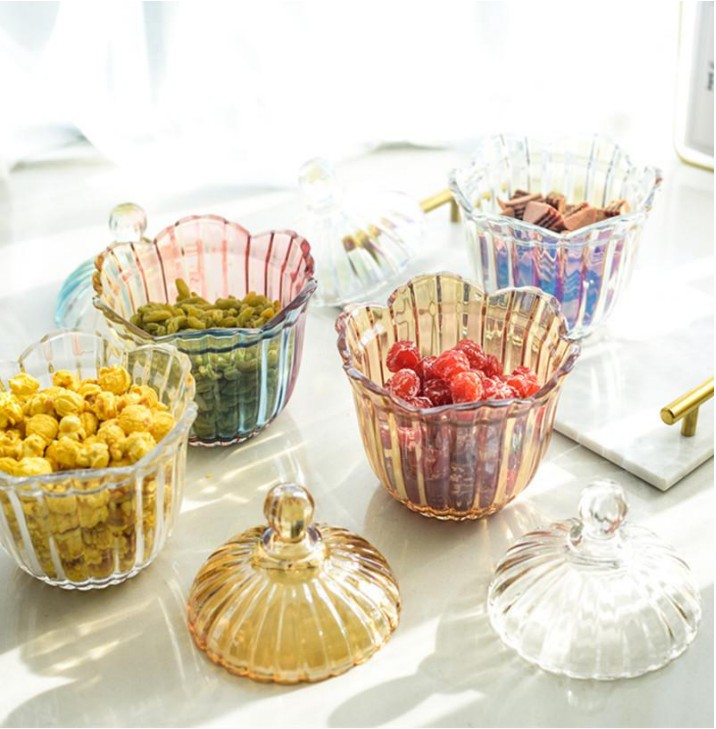 Glass container seasoning jar, transparent ins household oil, One kitchen small box, white sugar and brown sugar storage, with lid, large flower transparent detail image 5