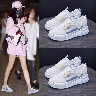 透气小白鞋女网面2021夏季新款厚底松糕鞋潮休闲详情图5