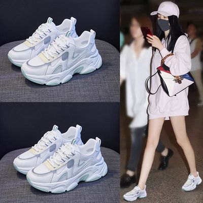 透气老爹女鞋2021夏季新款韩版学生网面运动鞋女增高鞋