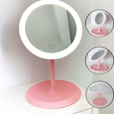 led化妆镜带灯台式桌面便携高清镜USB充电式补光随身折叠梳妆镜子详情图3