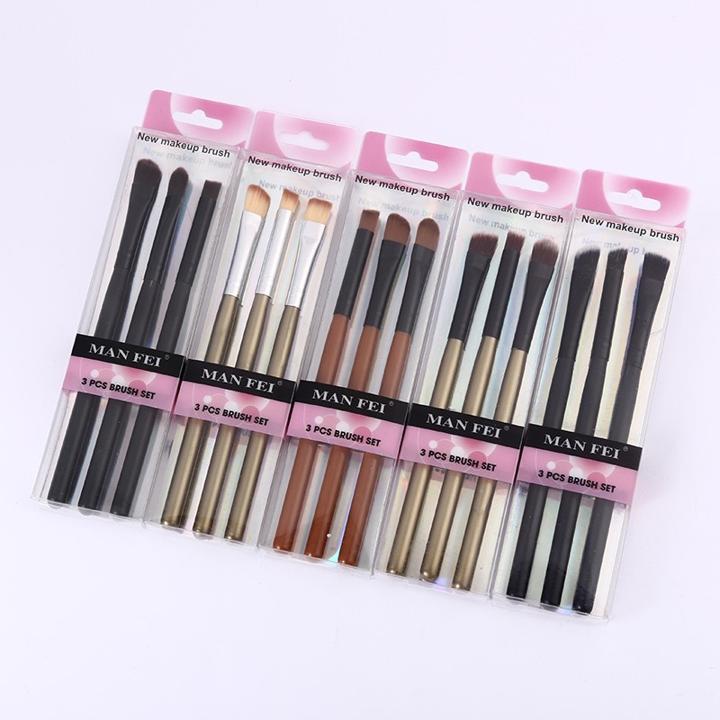 Factory wholesale makeup tool storage bag, concealer eyeshadow brush case, black 3-piece makeup brush set detail image 6