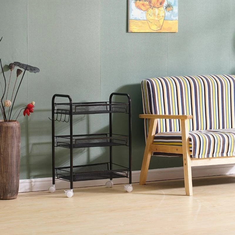 Layered snap-on mesh frame storage trolley, storage rack detail image 2
