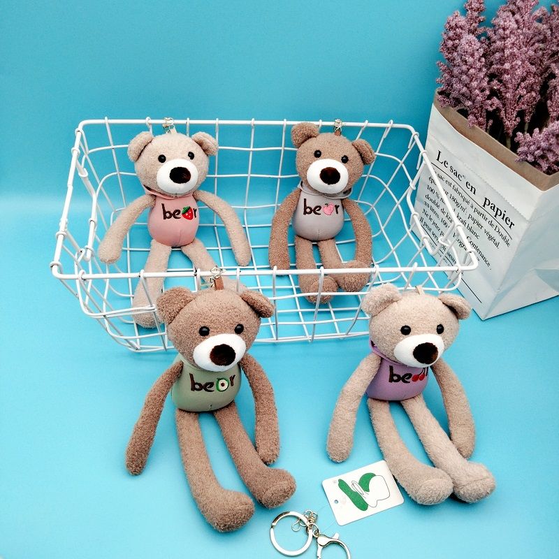 New hoodie bear keychain plush wear hoodie with hat bear doll bag hanging grab machine doll gift girl