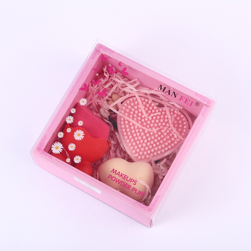 Factory direct supply: Soft, powder-free makeup egg face wash brush set, non-latex gourd beveled beauty egg detail image 3