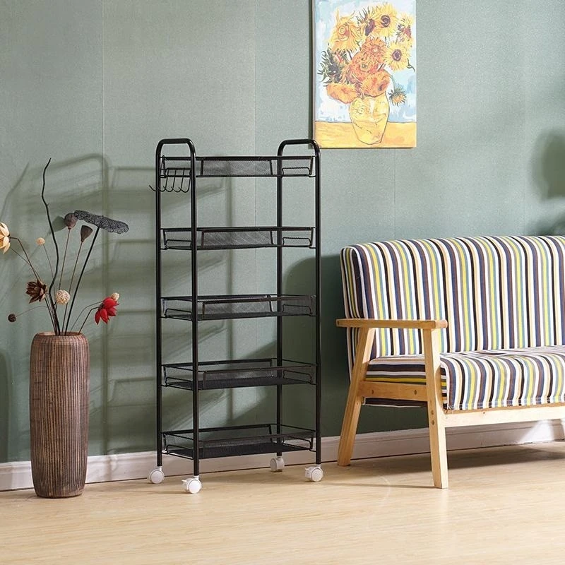 Layered snap-on mesh frame storage trolley, storage rack detail image 8