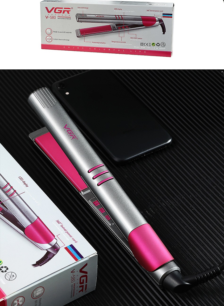 V-580 Hair straightening, straightening and curling dual-purpose hair care tool, constant temperature hair care, quick preheating, household hair straightening and curling tool, cross-border detail image 12