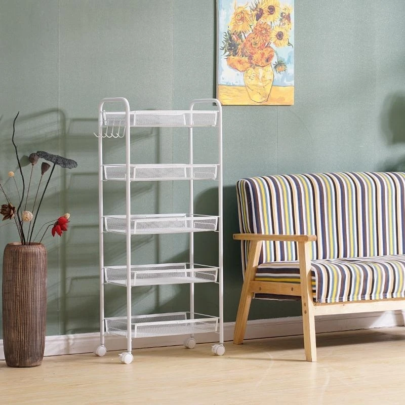 Layered snap-on mesh frame storage trolley, storage rack detail image 7