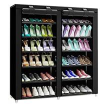 New, non woven simple double row shoe rack