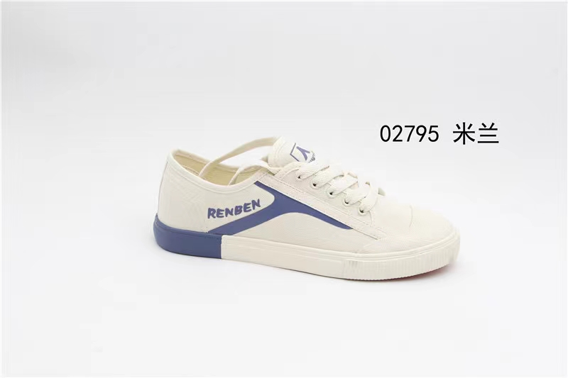 The 2021 new model of Renben 2795 low-top fashionable canvas shoes, casual shoes, white sneakers, available in black and white Specification image