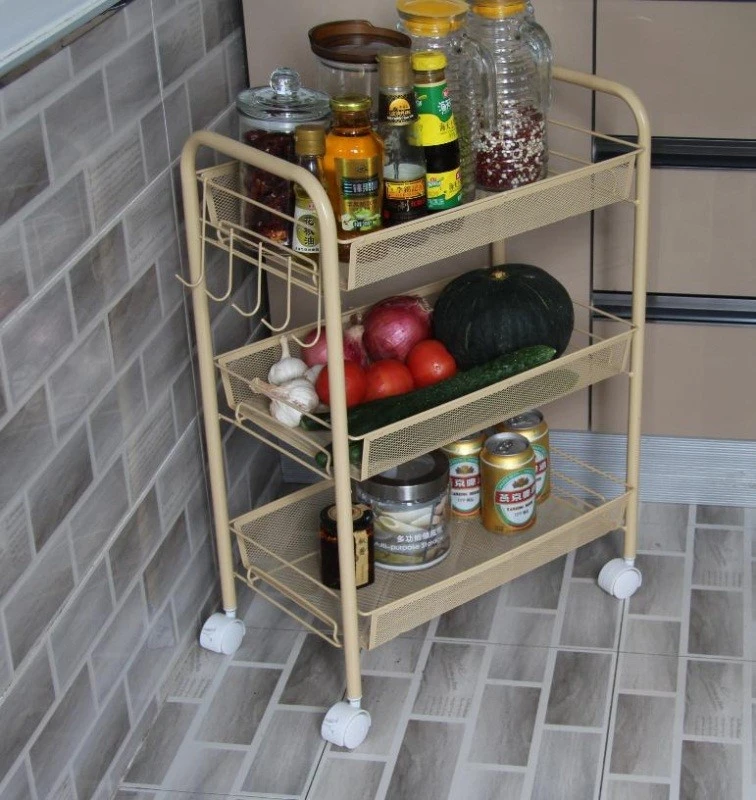 Layered snap-on mesh frame storage trolley, storage rack detail image 3