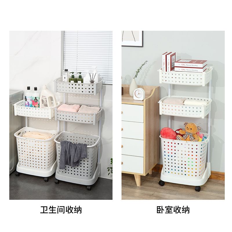 Two-layer rack laundry basket, 1 household, 2 bathroom, dirty clothes storage basket, 3 bathroom, 2 laundry basket, 3 dirty clothes basket, plastic multi-layer Item Picture