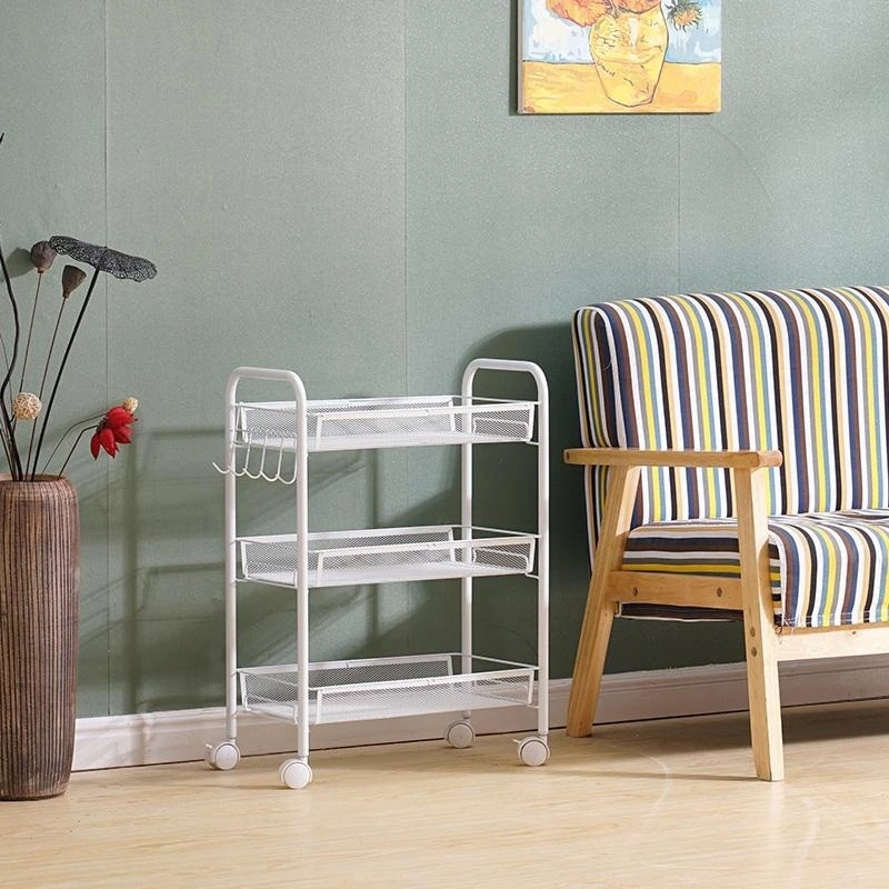 Layered snap-on mesh frame storage trolley, storage rack detail image 1