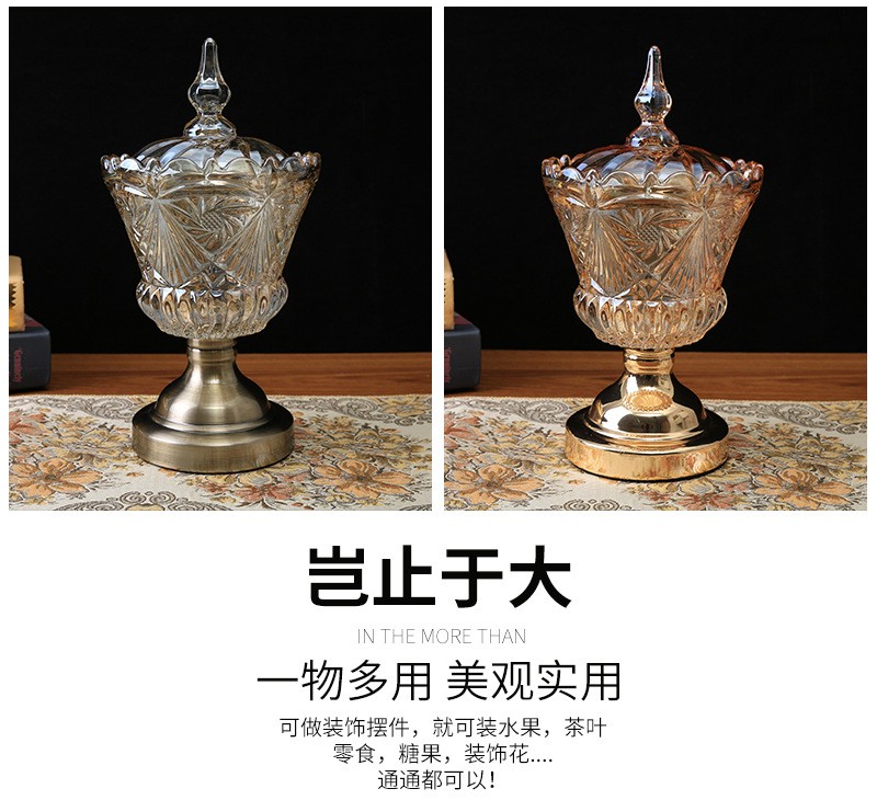厂家直销欧式水晶玻璃储物罐糖果缸立体浮雕刻花带盖糖果盅 批发详情7