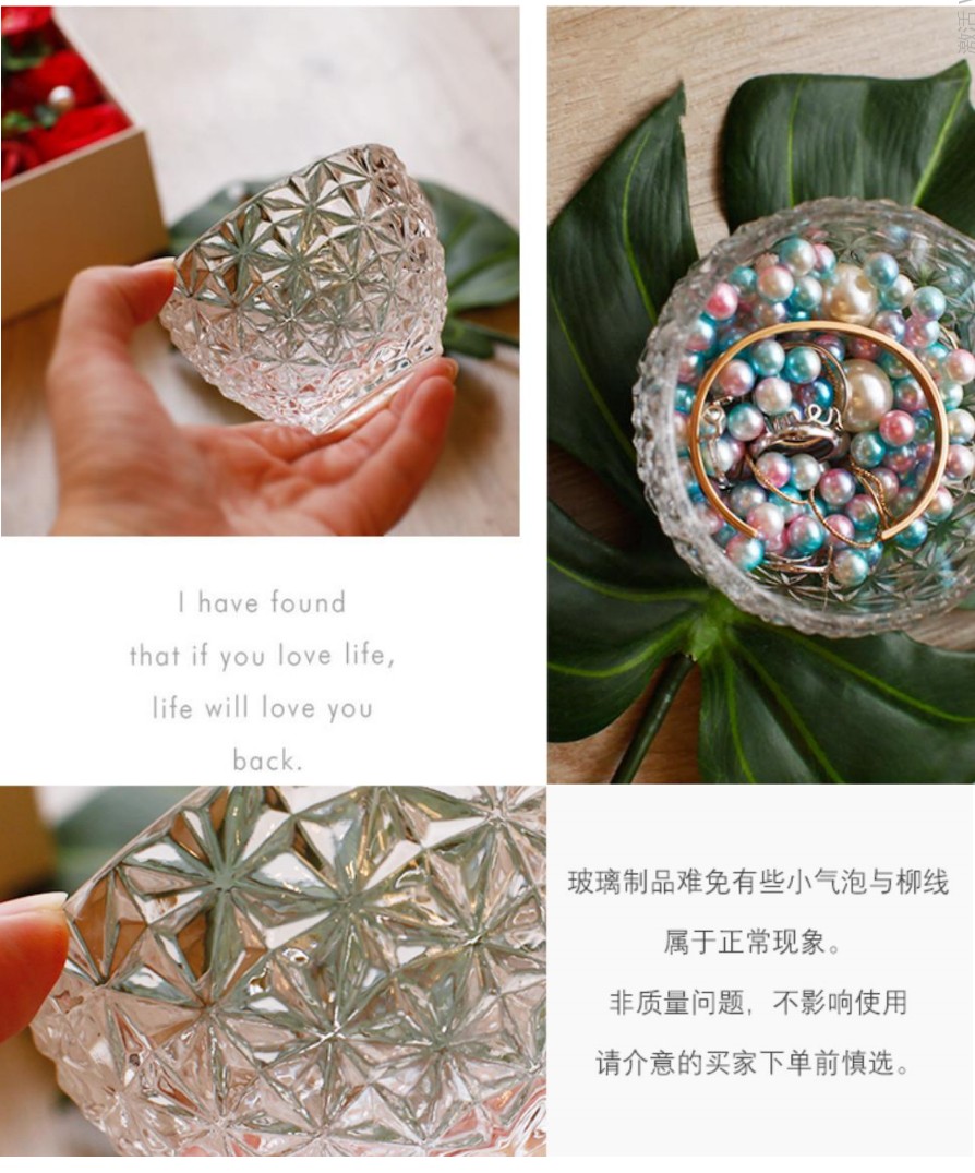 Exquisite embossed crystal glass jar, transparent pineapple candy jar, accessory storage jar, decorative small storage jar detail image 5