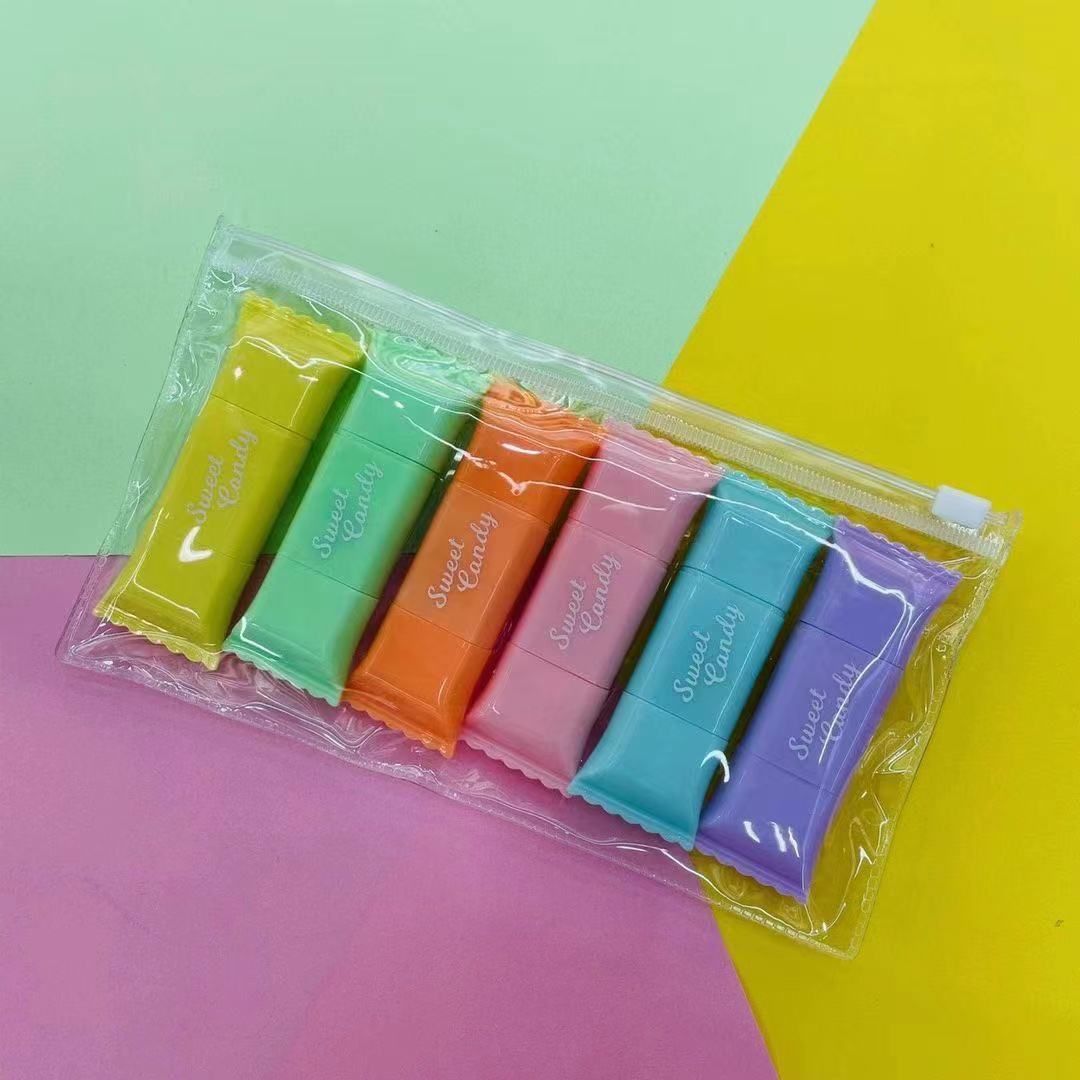 创意糖果造型双头荧光笔迷你马卡龙6色划重点彩色标记笔水彩笔详情图4