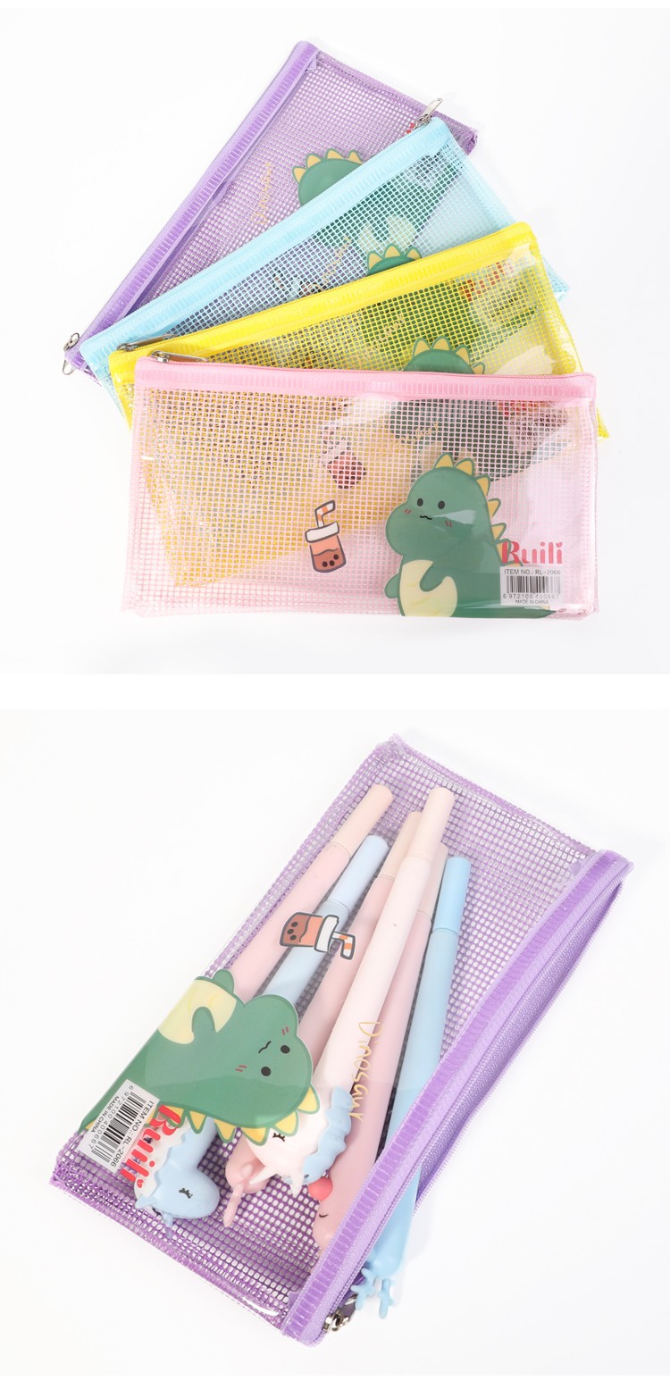 Our own brand RL-2056 model new cute and hazy transparent grid plastic file bag, A4 stationery bag, simple and transparent student file bag detail image 7