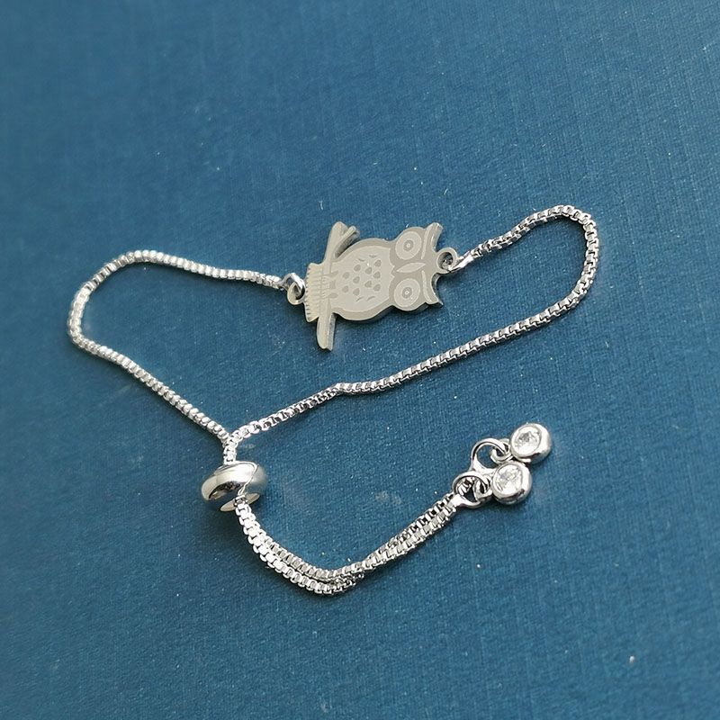 Titanium steel cute owl pendant, bracelet, hanging piece, stainless steel DIY jewelry accessories wholesale Specification image