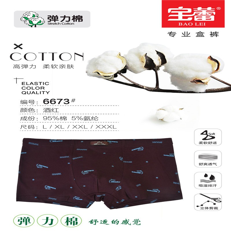 Bolei Men's flat-angle Printed Underpants, 2 pairs, 6673 detail image 4