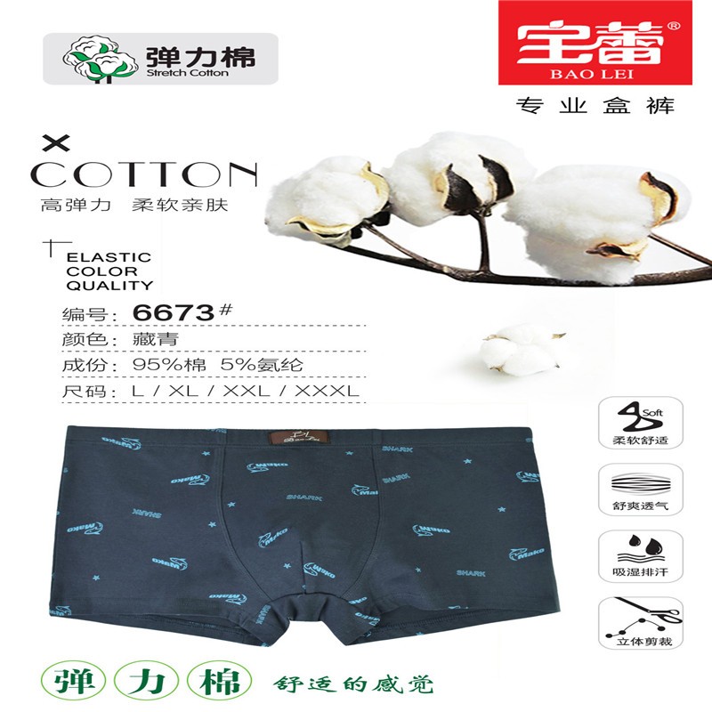 Bolei Men's flat-angle Printed Underpants, 2 pairs, 6673 detail image 6