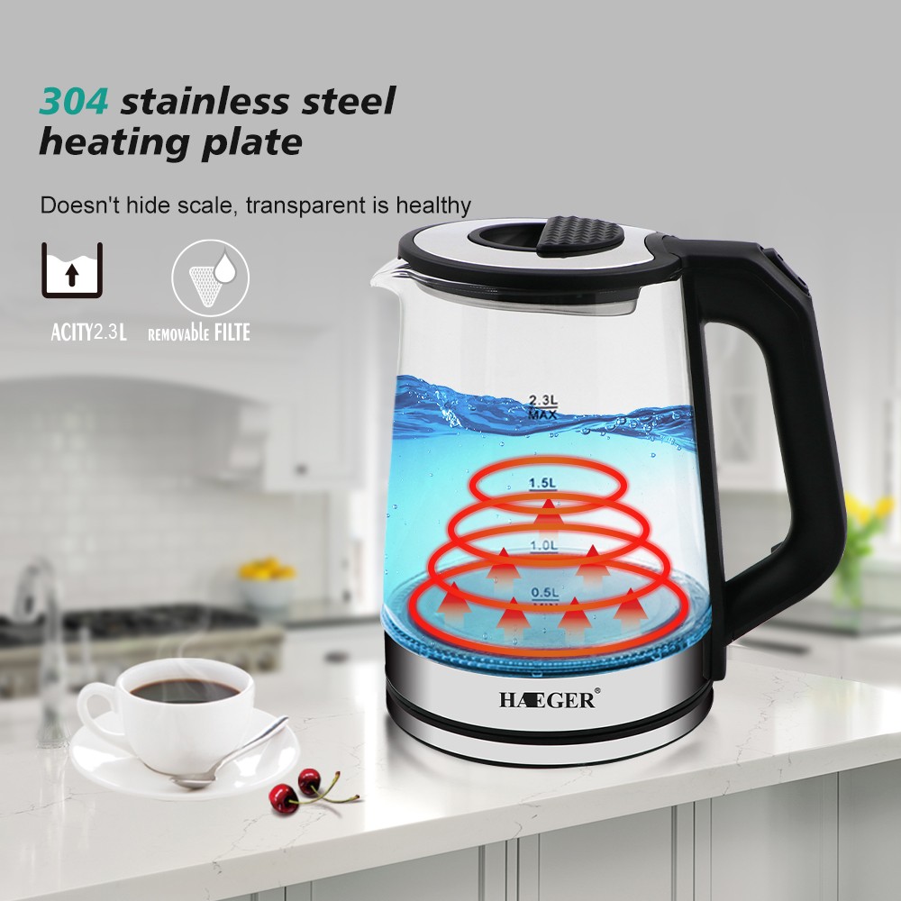 European standard household high borosilicate glass electric kettle, blue light steam electric teapot, health pot, multi-functional tea brewer detail image 4