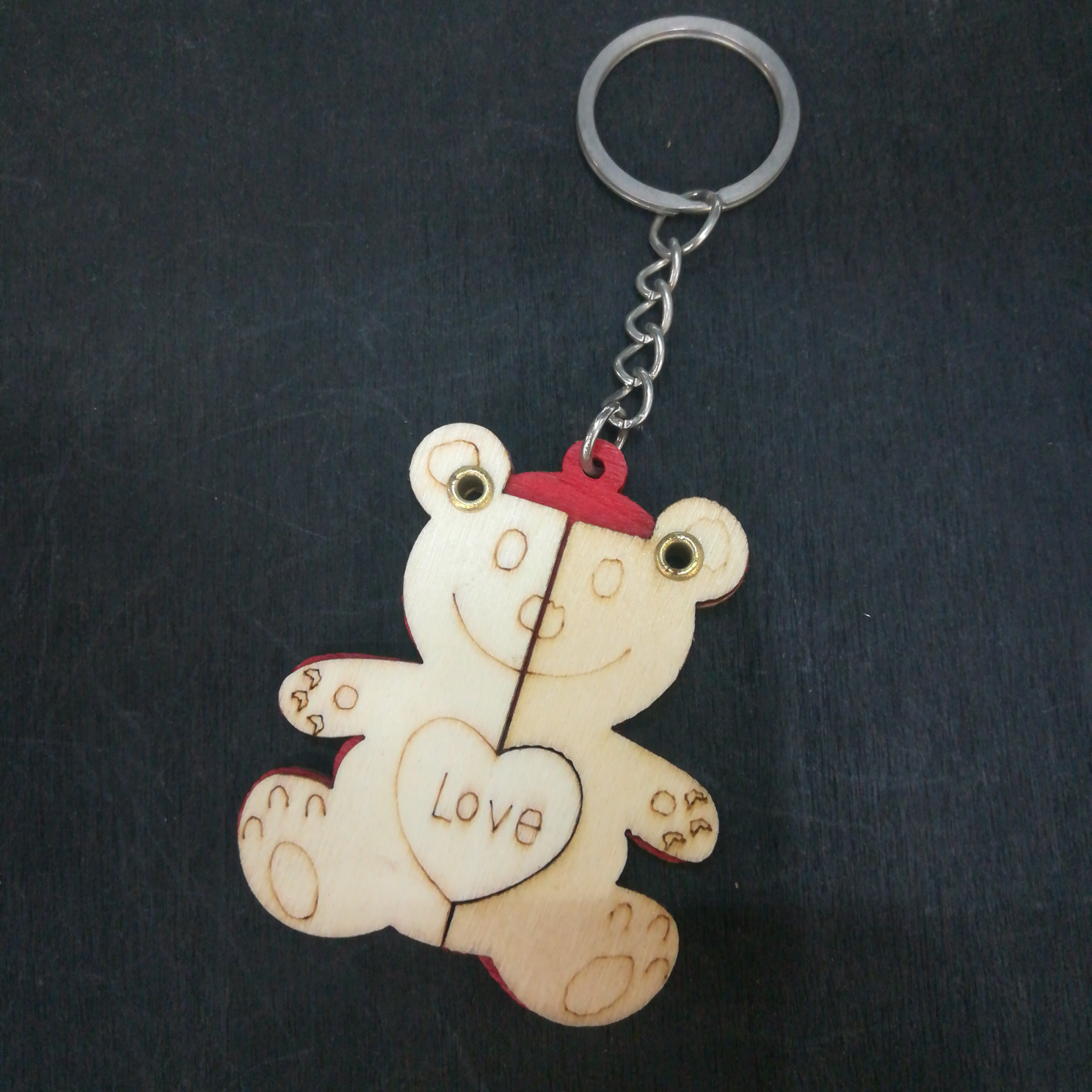 小熊木头开合钥匙扣