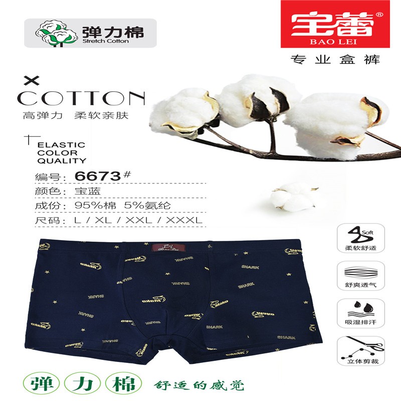 Bolei Men's flat-angle Printed Underpants, 2 pairs, 6673 detail image 2