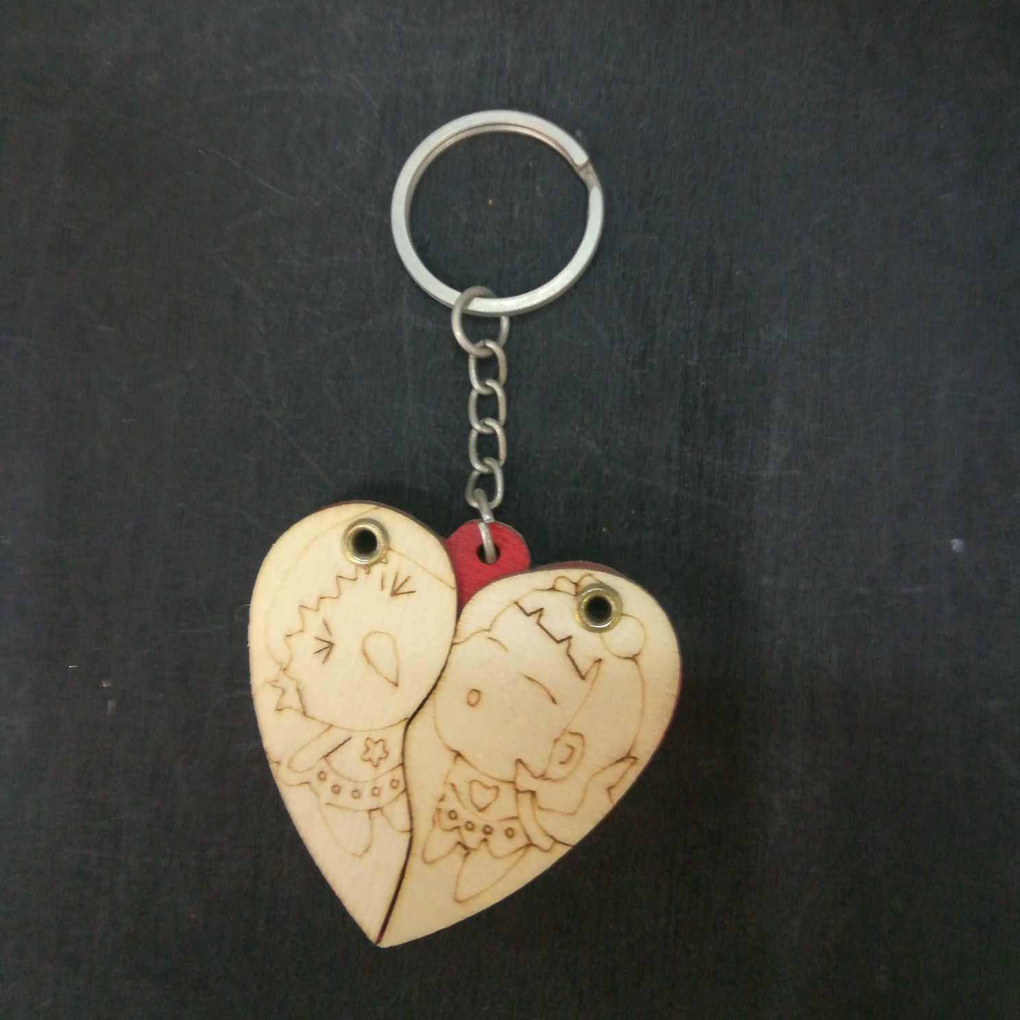 新奇特创意木制爱心开合木头礼品促销钥匙扣