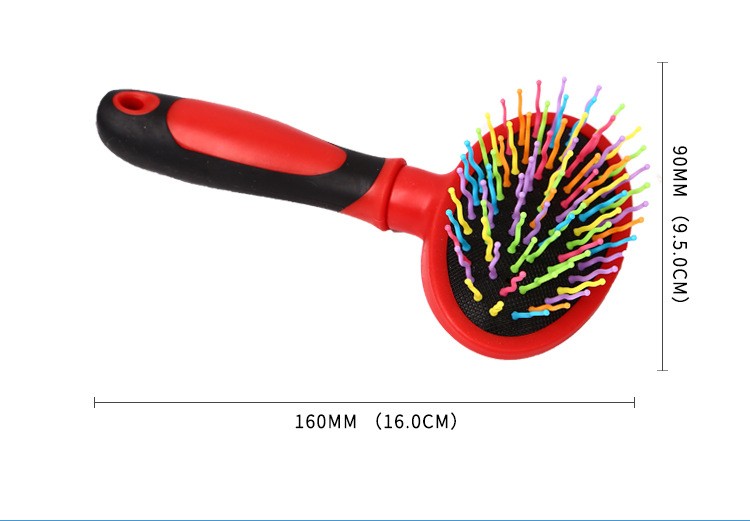 猫狗宠物塑料针梳 宠物美容梳毛器带按摩头 双面宠物洗澡刷梳8013详情图3