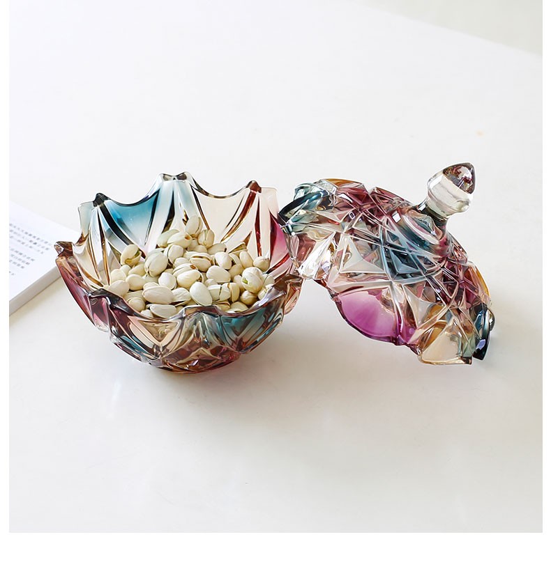 欧式水晶玻璃糖果罐带盖家用储物罐糖缸创意零食收纳糖果盒小精致 （七彩）中号糖果罐详情12