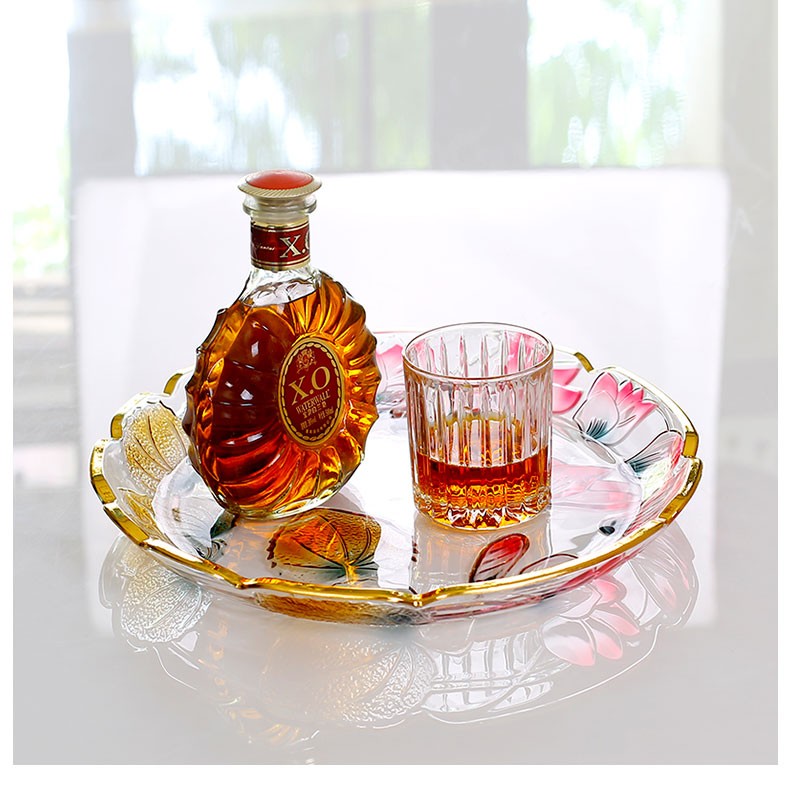 欧式轻奢风金边水晶玻璃水果盘客厅家用茶几零食盘结婚水果盆 创意网红大号彩色水果托盘拼盘摆件茶点盘 郁金香（果盘+果斗）详情7