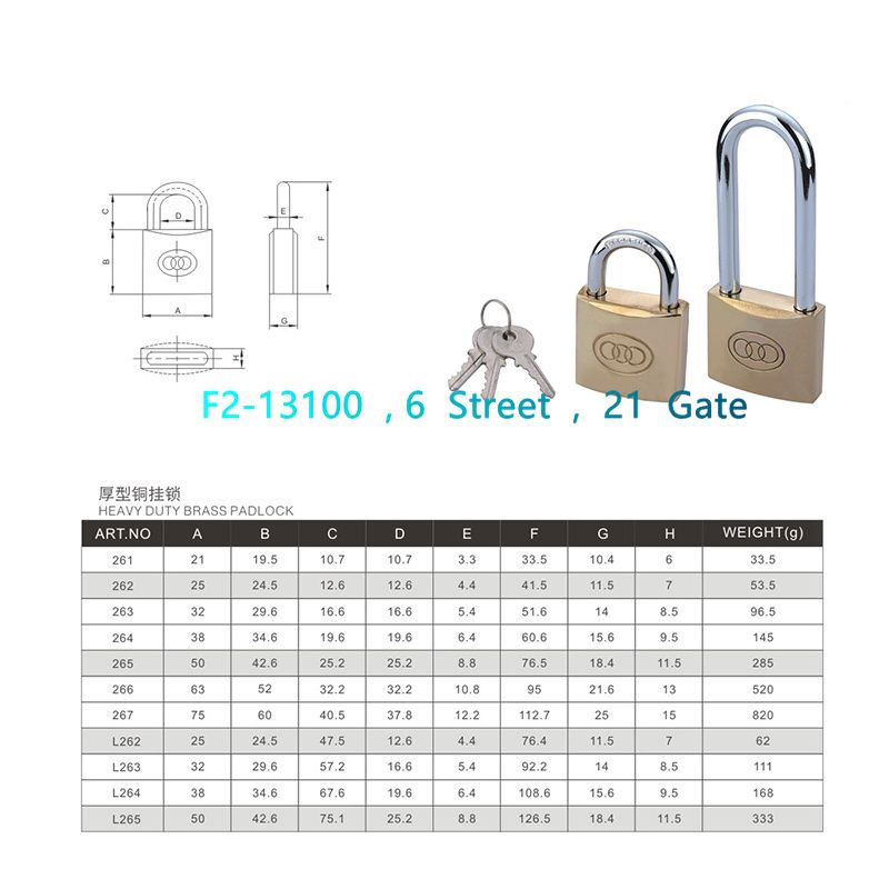 Three-ring copper padlock 38MM padlocks TT264 Specification image