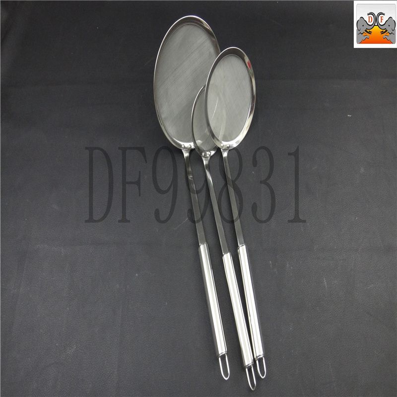 DF9981 Oil barrier 304 stainless steel mesh sieve household fine mesh foam spoon Oil grid skimmer oil filter spoon soy milk filter spoon colander DF TRADING HOUSE