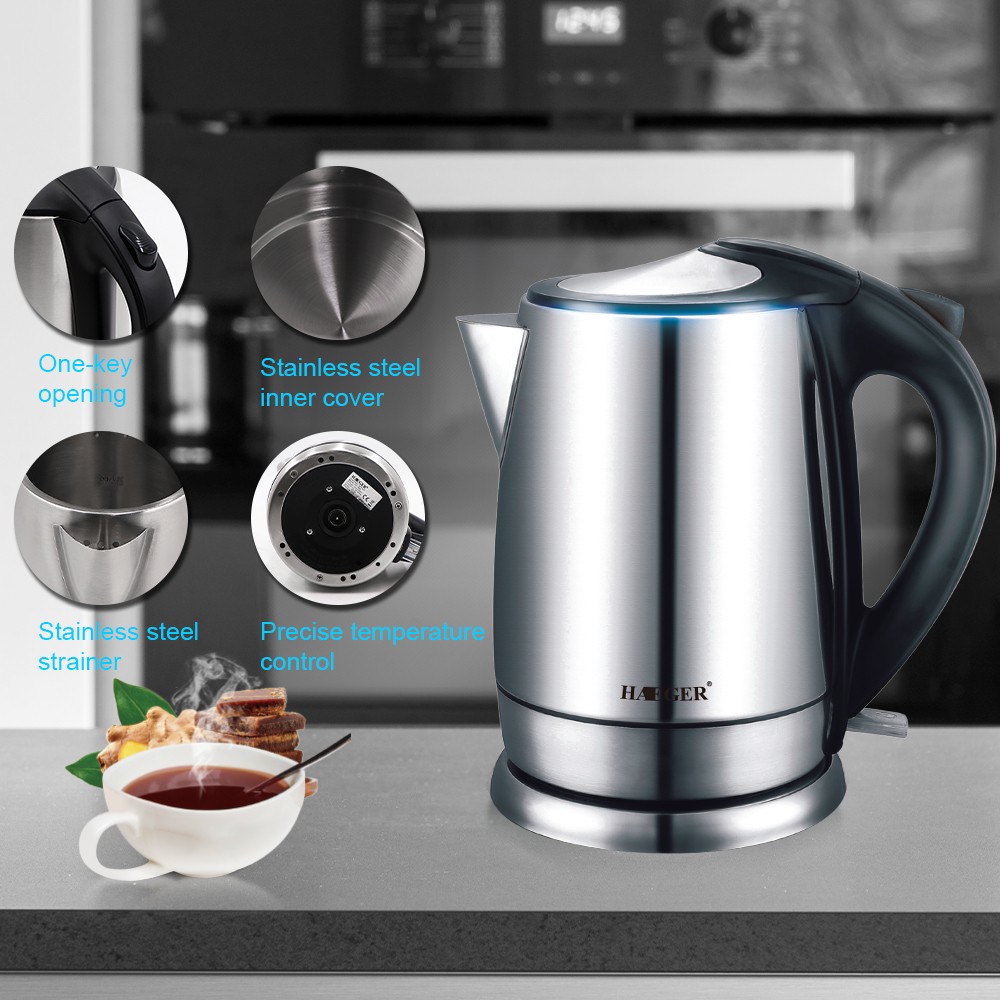 RAF Cross-border European standard high-power 304 stainless steel anti-dry-burning electric kettle, quick heating kettle detail image 4