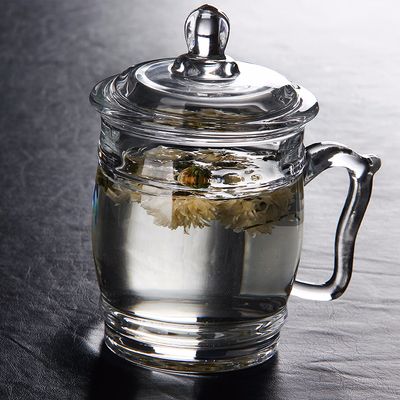 Transparent glass premium conference cup with lid and handle, heat-resistant and dust-proof, versatile for both hot and cold, milk breakfast cup