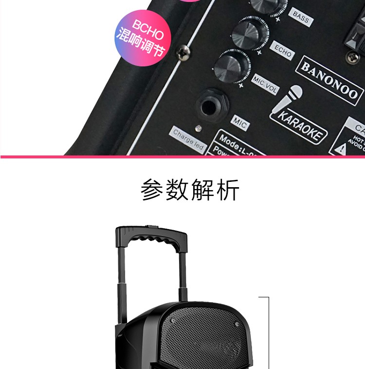 L08 8寸大功率蓝牙音响 带一支无线话筒 详情图14