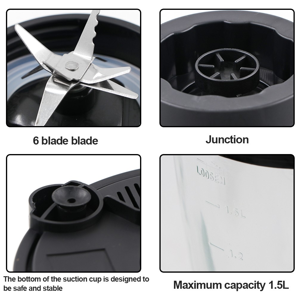 Multi-functional juicer, household fully automatic non-filtering multi-functional fruit and vegetable juice maker, food processor, glass detail image 5