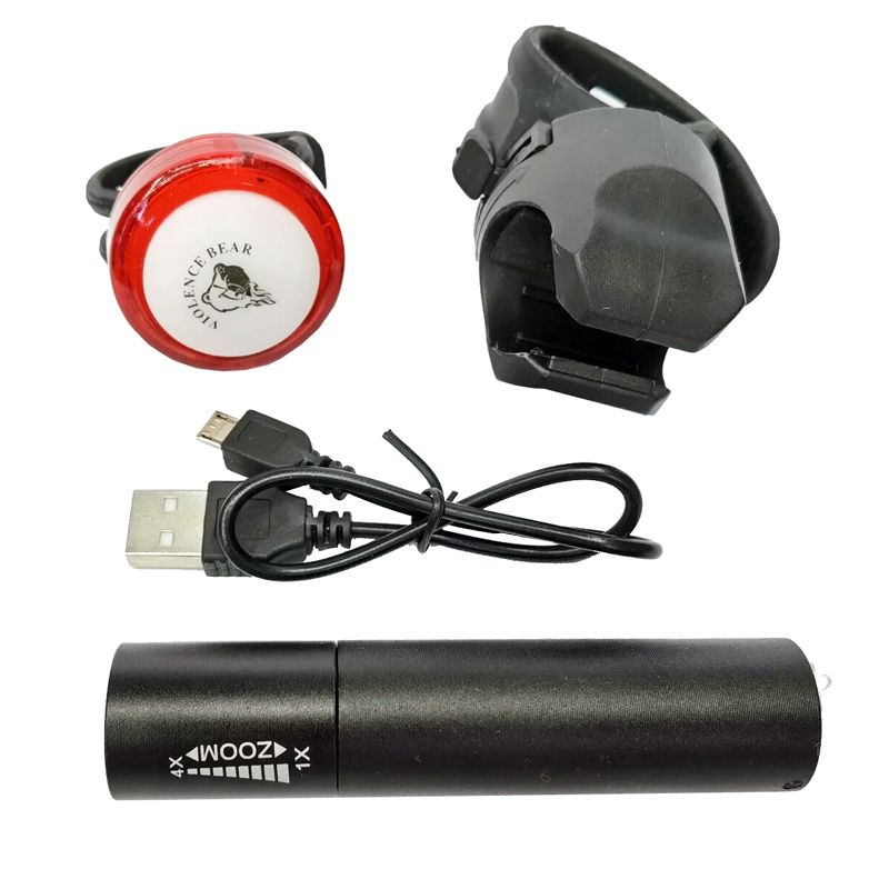 HYD-015A bicycle headlight taillight set Bicycle aluminum headlight riding lighting flashlight