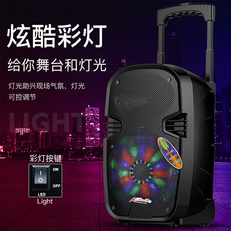 L08 8寸大功率蓝牙音响 带一支无线话筒 产品图