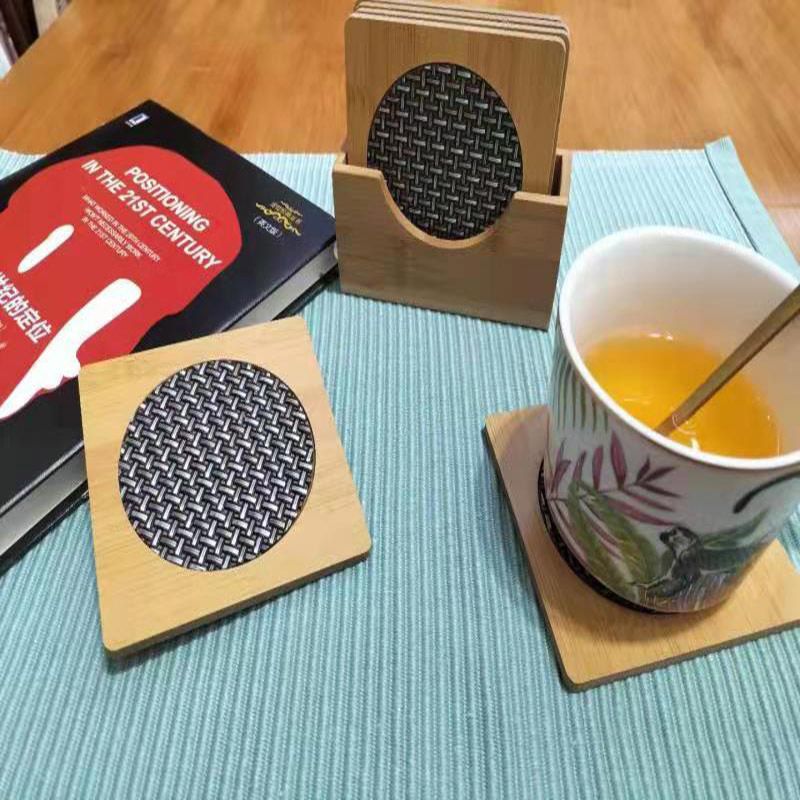 Jiehao bamboo mesh fabric PVC cup holder, exquisitely processed, durable and beautiful, bowl mat, anti-slip and heat-insulating, home dining mat Specification image