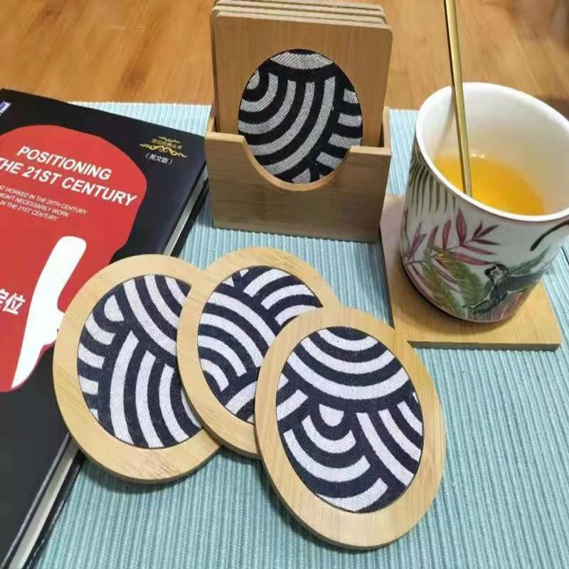Jiehao bamboo mesh fabric PVC cup holder, exquisitely processed, durable and beautiful, bowl mat, anti-slip and heat-insulating, home dining mat detail image 1