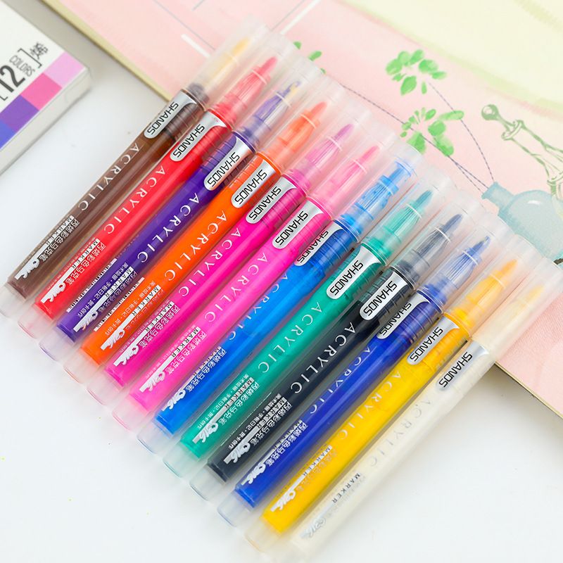 Shanzhi 316 Acrylic Colored Marker Pen Student Office Washable Painting and Doodle 12-color Marker Pen Set 2.0 details Picture