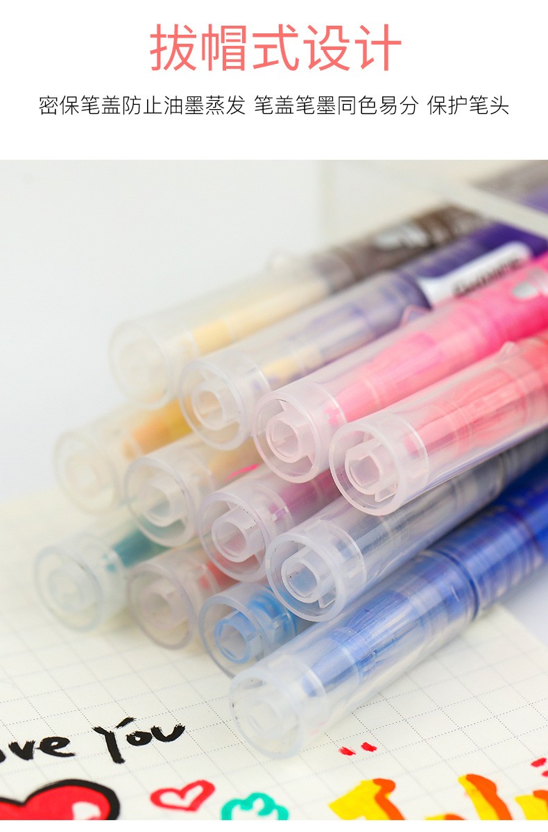 Shanzhi 316 Acrylic Colored Marker Pen Student Office Washable Painting and Doodle 12-color Marker Pen Set 2.0 detail image 7