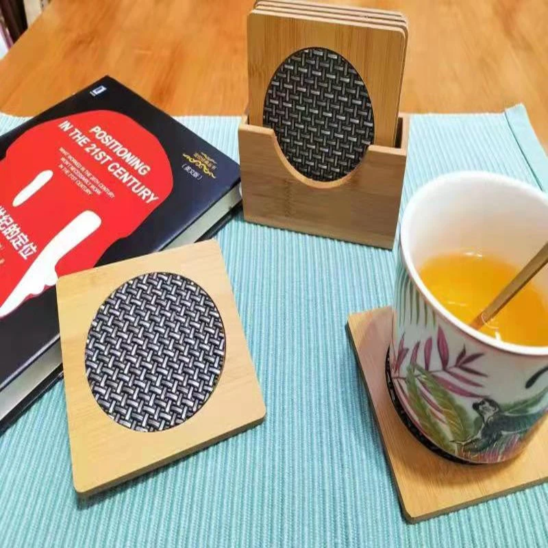Jiehao bamboo mesh fabric PVC cup holder, exquisitely processed, durable and beautiful, bowl mat, anti-slip and heat-insulating, home dining mat detail image 2