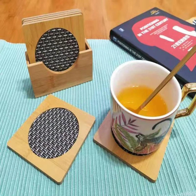 Jiehao bamboo mesh fabric PVC cup holder, exquisitely processed, durable and beautiful, bowl mat, anti-slip and heat-insulating, home dining mat detail image 6