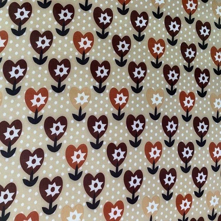 The color-printed series features 100% polyester fabric with a bottom PVC foam for printed heart saplings detail image 3