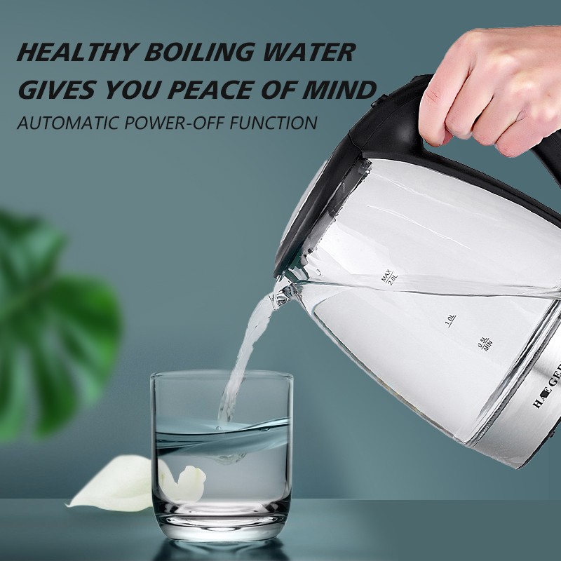 European standard 2.0L high borosilicate glass hot water kettle with blue light, automatic power-off and anti-dry-burning electric kettle R.7818 detail image 3